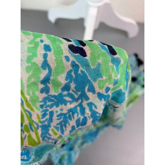 Lilly Pulitzer women's blue spa lets cha‎ cha murfee scarf silk cashmere NWT - Picture 8 of 8